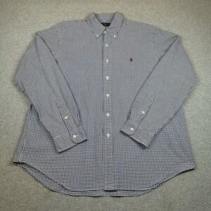 Ralph Lauren Shirt‎ Mens XL Blue Check Long Sleeve Button Up Preppy Red Pony